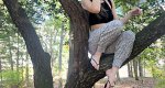 An image of Rowan University student, Rachel Ray with her tree.