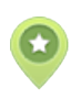 A green map pin featuring a white star.